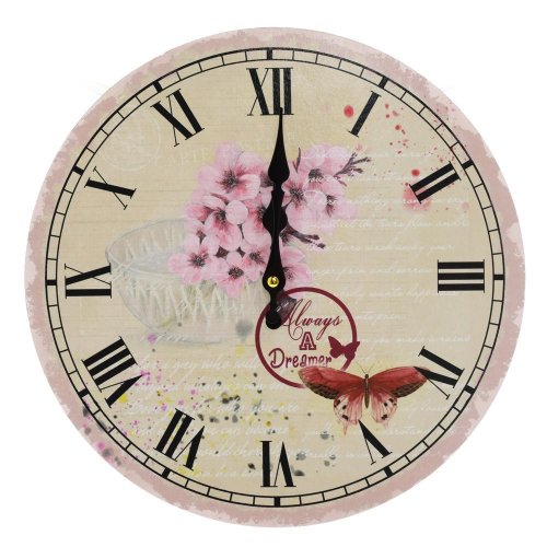 Hodiny nástenné mdf dia 34cm čerešňový kvet