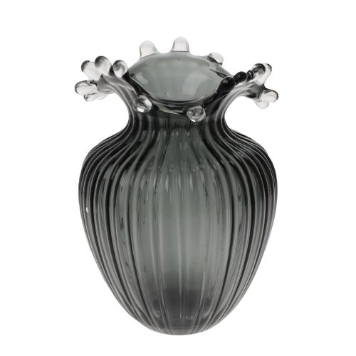 Váza sklo šedá 14*20