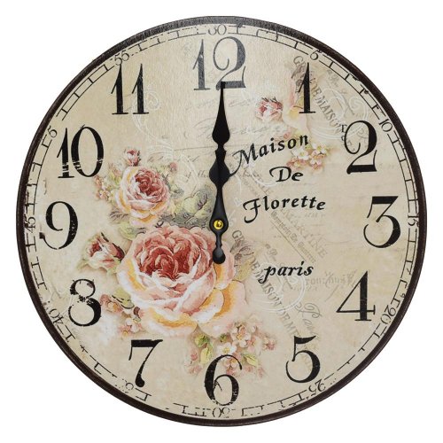 Hodiny nástenné mdf dia 34cm ruže 