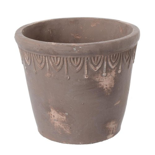 Obal cement brown d15.5*h13.5cm - Vianočné dekorácie