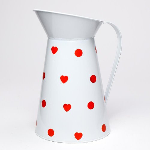 Váza džbán veľký kov biely veľké bodky v:26,5x15,5cm super cena