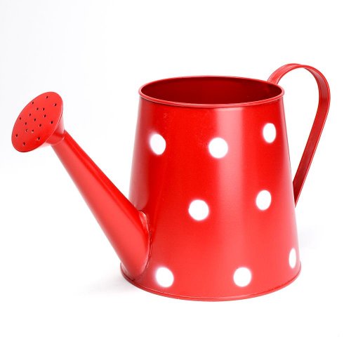 Váza krhla ružica kov červená veľké bodky v:16x12cm super cena