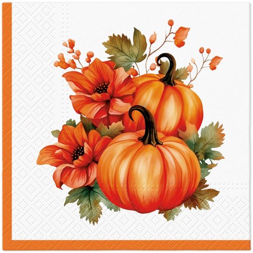 Sdl239500 servítky 33x33 cm/20ks/3vrst pumpkin with flowers - Umelé kvety
