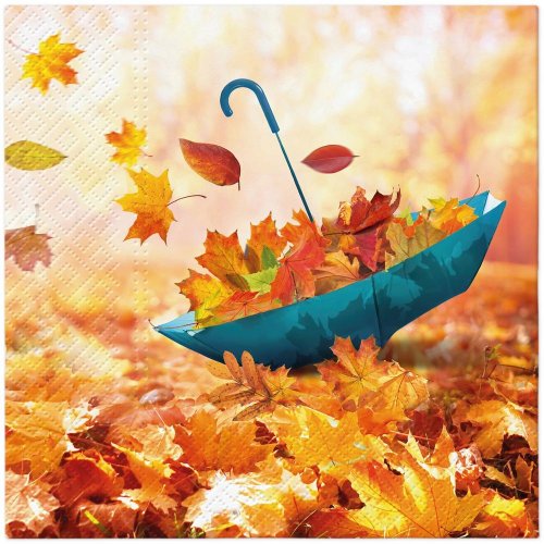 Sdl237300 servítky 33x33 cm/20ks/3vrst umbrella leaves - Umelé kvety
