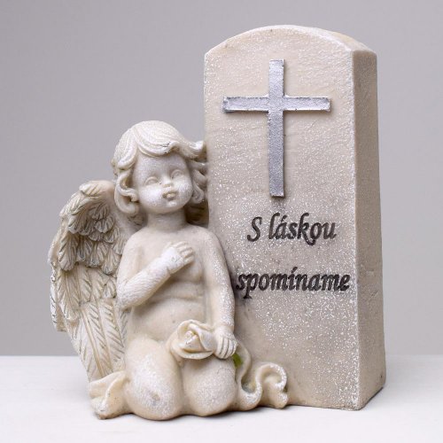 Anjel sivý 13x10x16cm polyres super cena
