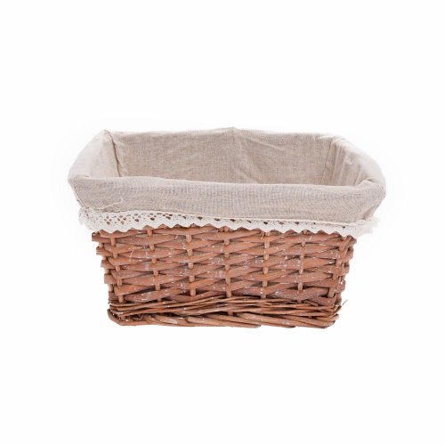 Prút. košík obdĺžnik šedý biela látka 28x23x15cm