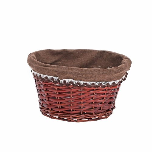 Prút. košík ovál tm.hnedý  tm.hnedá  látka 29x23x15cm - Umelé kvety