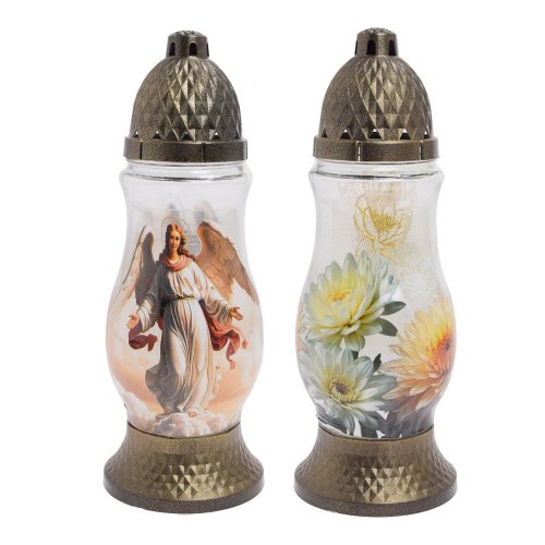 La798 sl kah.sklo anjel,chryzantena 80gr,28cm - Vianočné dekorácie