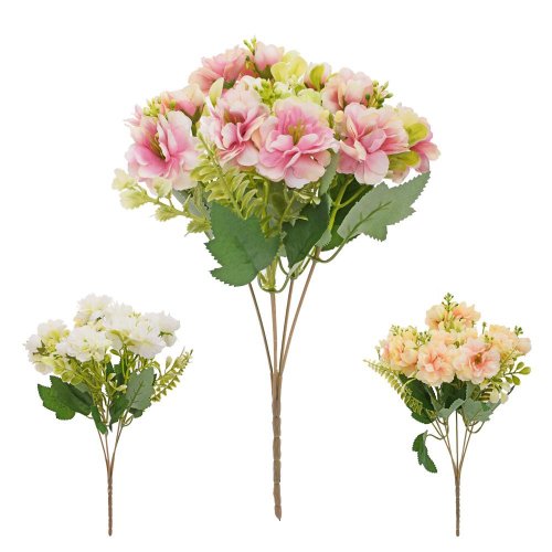 Kytica divá ruža, drob.kvety, zeleň mix/3f 30cm - Umelé kvety