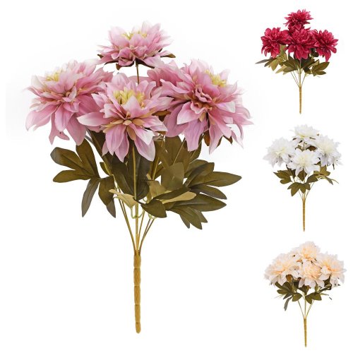 Kytica dalia, zeleň mix/4f 42cm