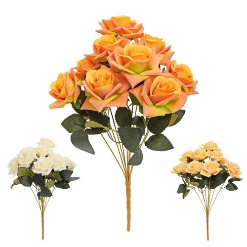 Kytica ruža, zeleň mix/3f 43cm