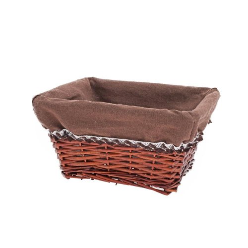 Prút. košík obdĺžnik tm.hnedý tm.hnedá látka 28x23x15cm