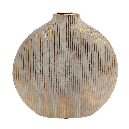 Váza oblá pásik zla-zel 32*7*32cm - Umelé kvety