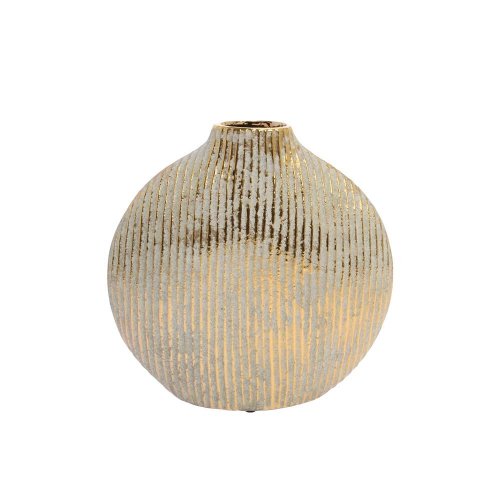 Váza oblá pásik zla-zel 23,5*6,5*24cm - Umelé kvety