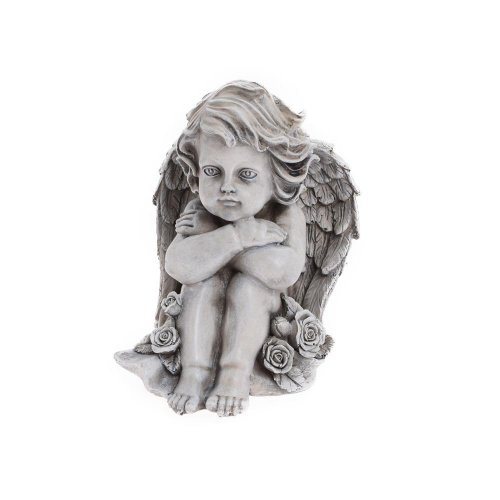 Anjel sediaci sivo-biely 17*16*20cm