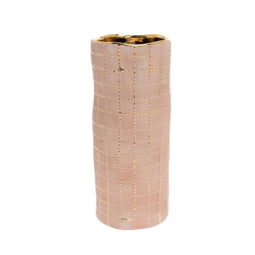 Váza kocky zlato-piesková 11,5*11,5*27,5cm - Umelé kvety