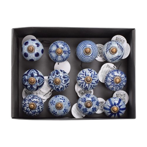 Úchytka na dvere 6,5cm modro-biela