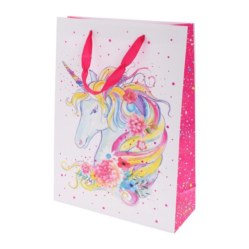 Agb1027602 taška darč.v41x30+12cm unicorn flower head - Umelé kvety