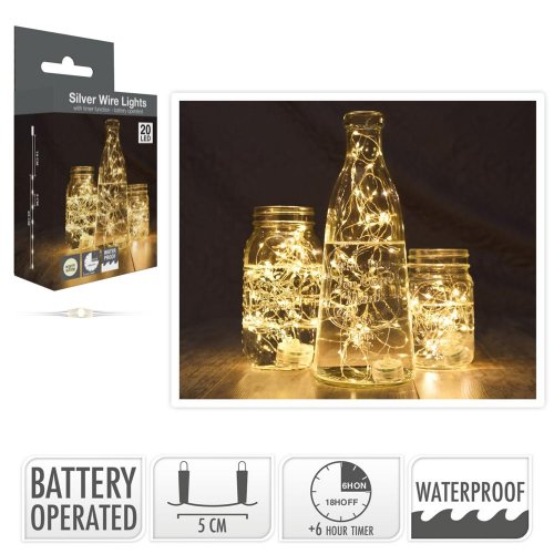 Led svetielka 20 /ww/bo/vodotesné /timer silverwire - Vianočné osvetlenie