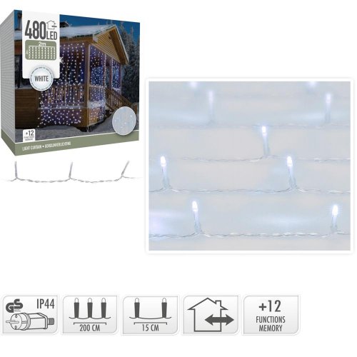 Led svetielka 480 curtain light 480led/w/ind,out/8fun/timer