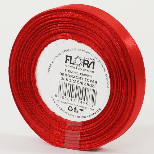 Saten stuha 10mm/15m červená farba 163