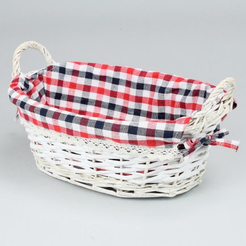 Prútený košík biely  ucho  vzor kocka m:32x23x11cm