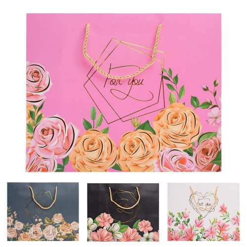 Darčeková taška m 26x32cm kvety