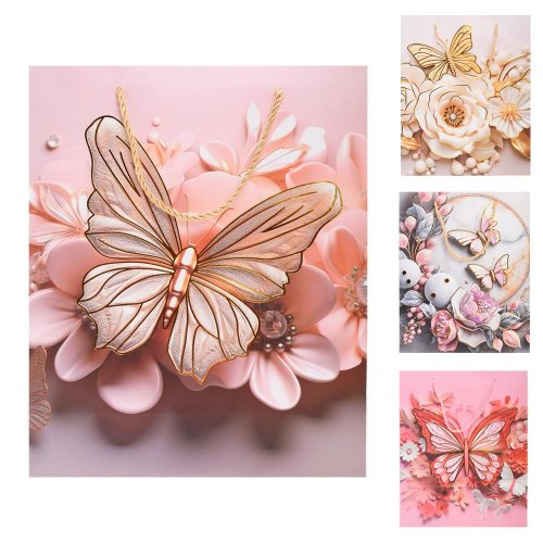 Darčeková taška m 26x32cm kvety a motýle