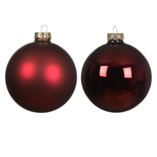Guľa sklo s/6 lesk/matná bordó pr.8cm
