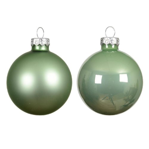 Guľa sklo s/6 lesk/matná zelená pr.8cm