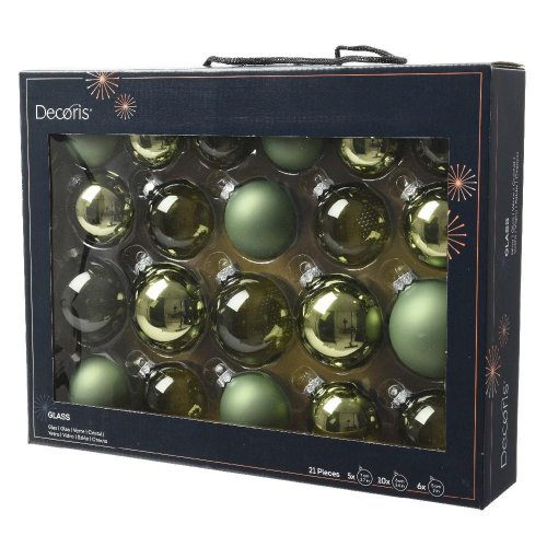 Guľa sklo zelená trans/lesklé/mraz. s/21 pr.5,6,7cm