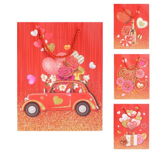 Darčeková taška s 23*18*10cm valentín glitter - Umelé kvety