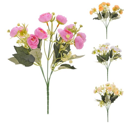 Kytica ranunculus, drob.kvety, zeleň mix/4f 30cm - Umelé kvety