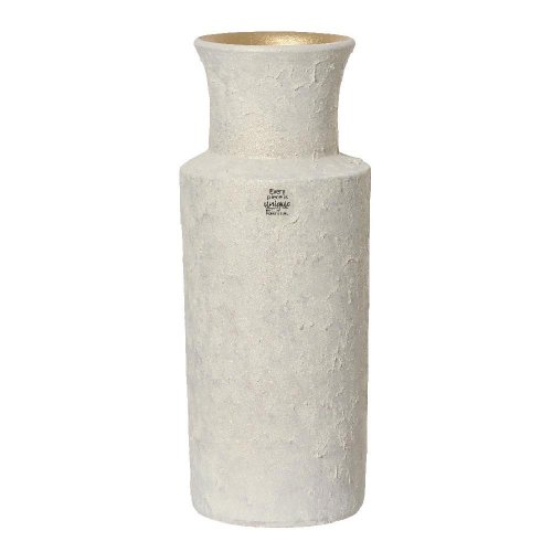 Váza terakota matná so zlat. trblietkou biela pr.15/v40cm