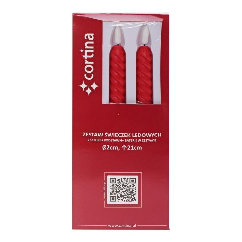 Sviečka stolová led s bater.červ. 24cm s/2