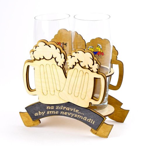 715 pivné poháre drevo+sklo v22,5x21x10cm