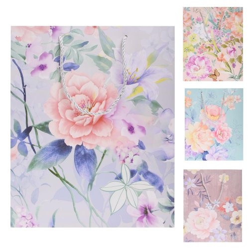 Darčeková taška m 32*26*12cm kvety glitter