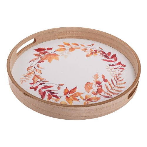 Podnos drev. veľký 35cm jesen. motív