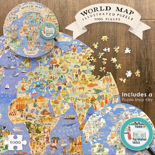 Puzzle ilustrovane 1000 dielov –mapa sveta wm001