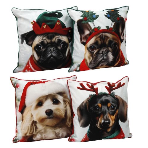 Vankúš s motívom psa v klobúku 45x45cm