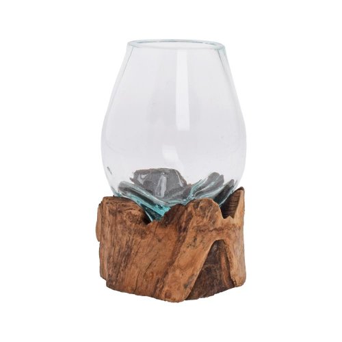 Koreň teak drevo  so sklom 18x13x18cm