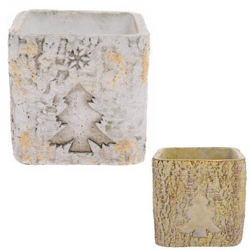 Obal cement štvorec strom kôra 13x13x13cm