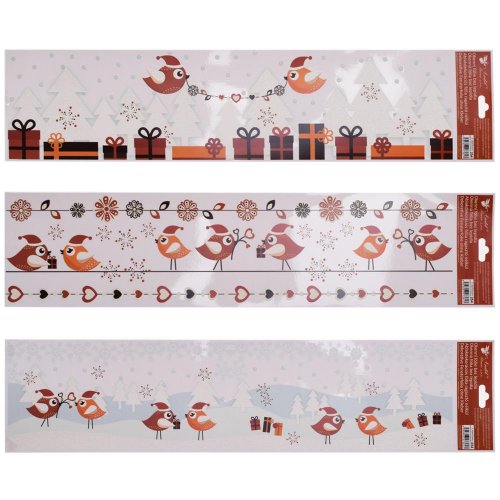 Fólia na okná vianočná vtáčik 64x15cm