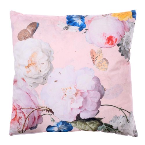 Super cena vankúš s výplňou kvet. ružov. podklad