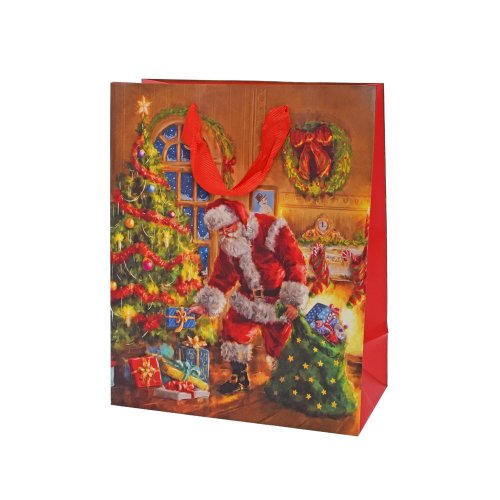 Taška vianočná výška 25 × 20+10 cm santa is here
