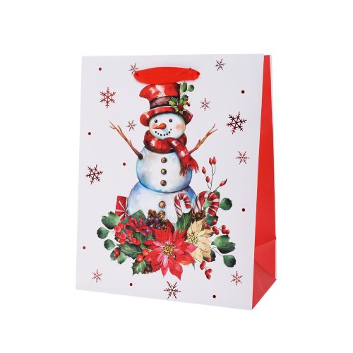 Taška vianočná výška 25 × 20+10 cm starly snowman - Vianočné dekorácie