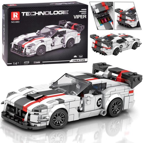 Technické bloky super športové auto biely spojler viper 419 dielikov