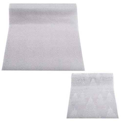 Štóla vian strieborná 250x28cm 2ass stromčeky