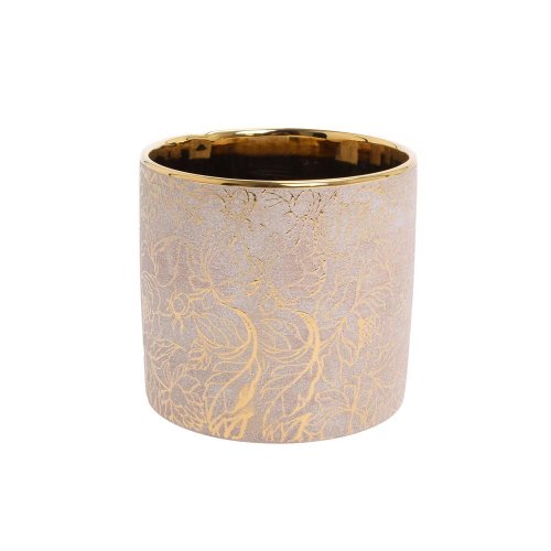 Obal ornament kvety zla-zemitá 13,5 × 13,5 × 13 cm
