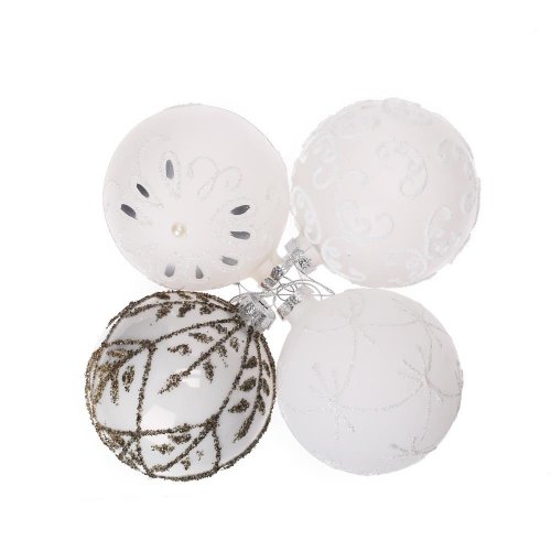 Guľa sklo s/4 mix 10cm biela super cena